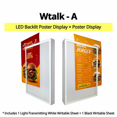 Wtalk A double-sided LED backlit poster window display with front and back poster advertising panels, 