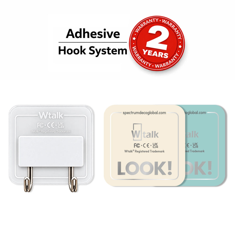 Wtalk adhesive hook system for secure storefront glass easy installation with 2-year warranty, 