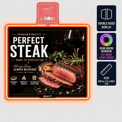 LED Backlit Window Poster Display with Neon Frame | glowN Pro